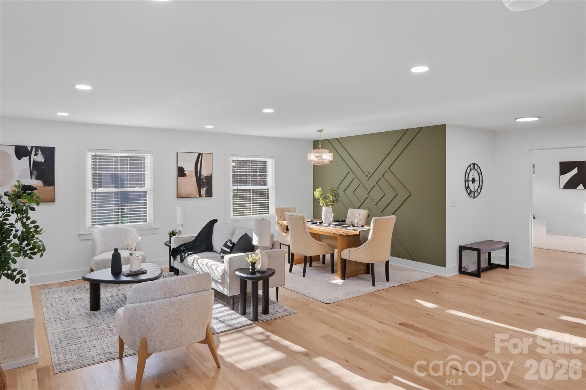Designated living and dining space. - 4314 Ivanhoe Place, Charlotte