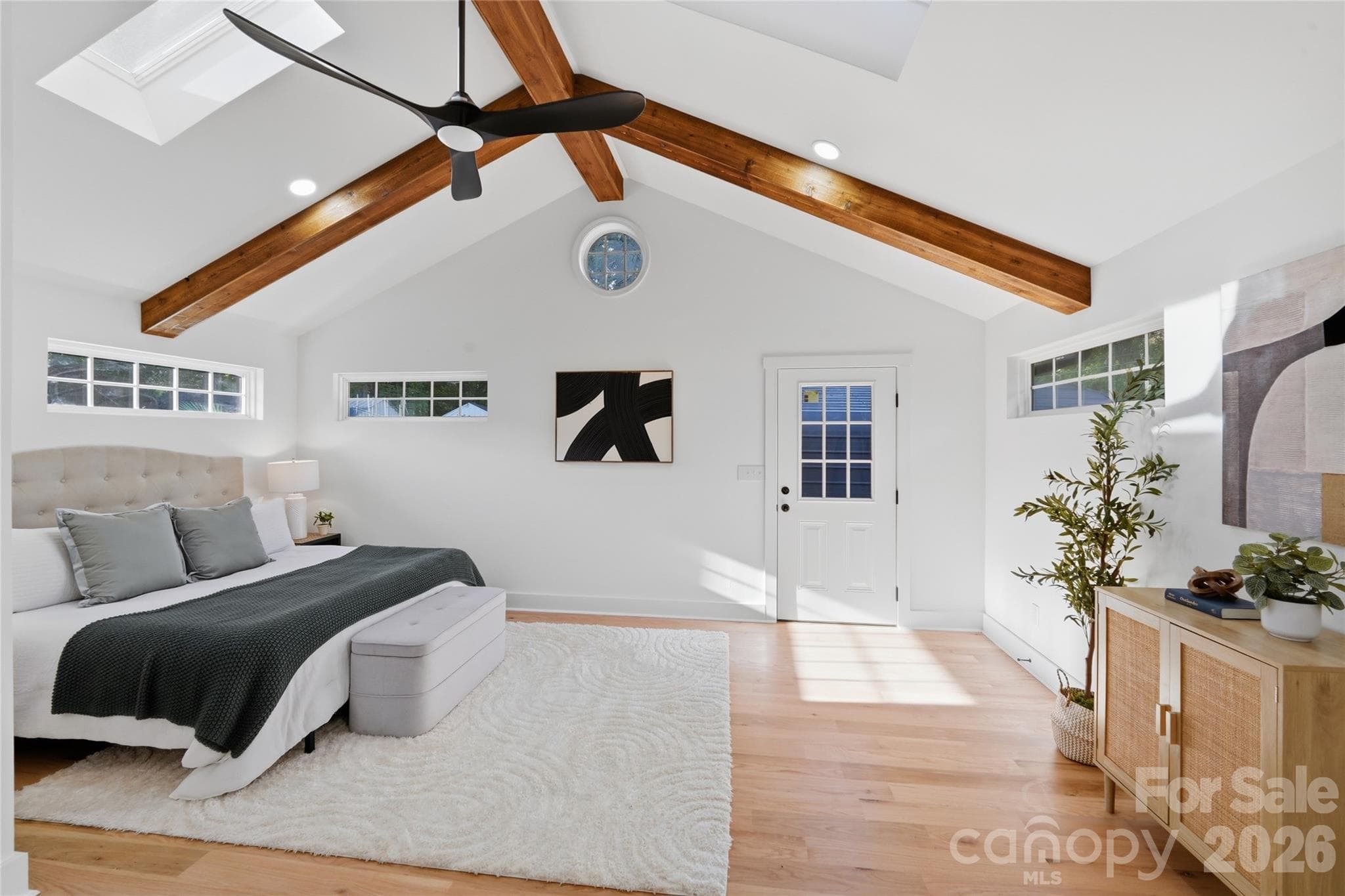 Primary bedroom with accent beams! - 4314 Ivanhoe Place, Charlotte