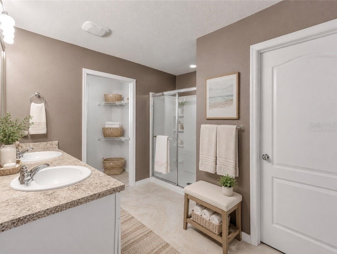 Virtually Staged Primary Bathroom - 5215 BEAR CORN RUN, PORT ORANGE