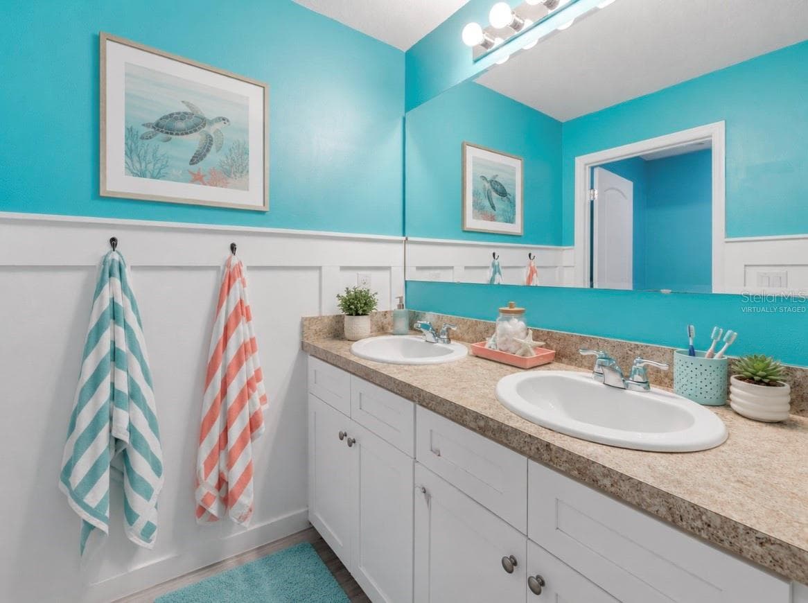 Virtually Staged downstairs bathroom - 5215 BEAR CORN RUN, PORT ORANGE