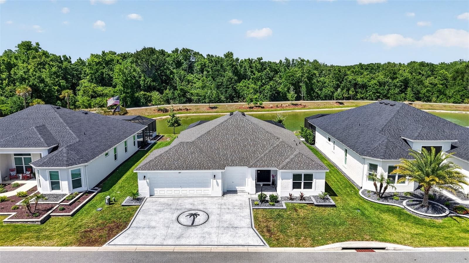 Aerial Front Elevation with Water Views - 6857 BAYSINGER PATH, THE VILLAGES