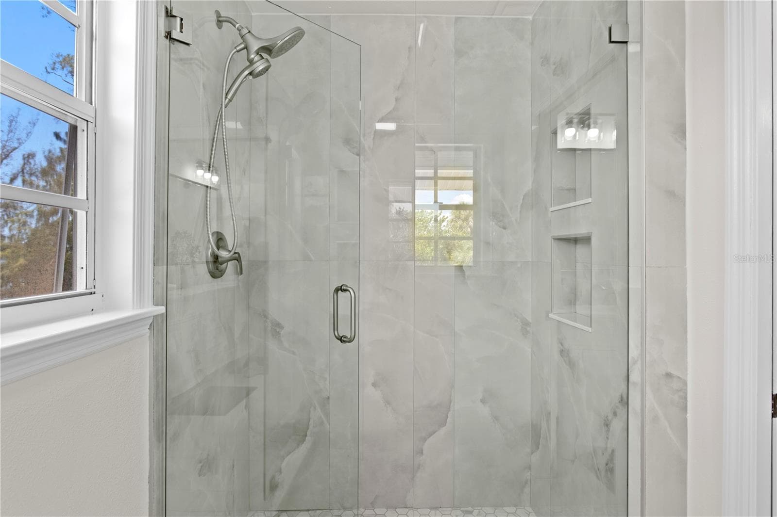 Primary bathroom shower - 5216 13TH ST, PALMETTO
