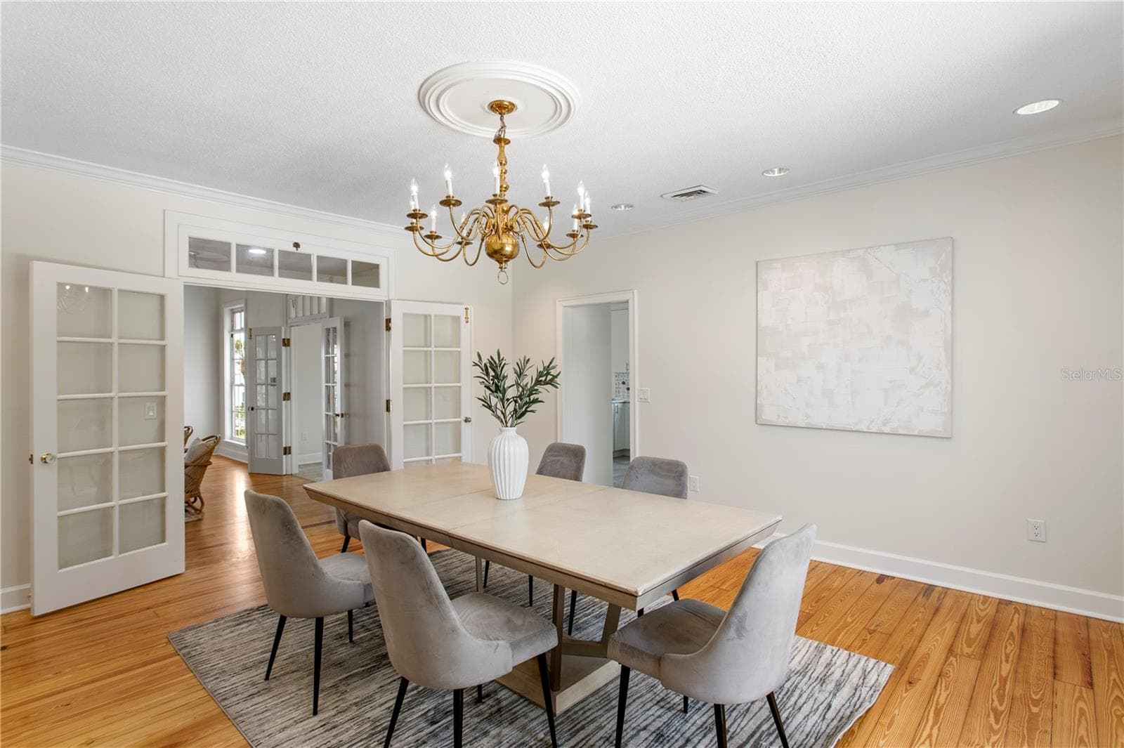 Dining room with French doors - 5216 13TH ST, PALMETTO