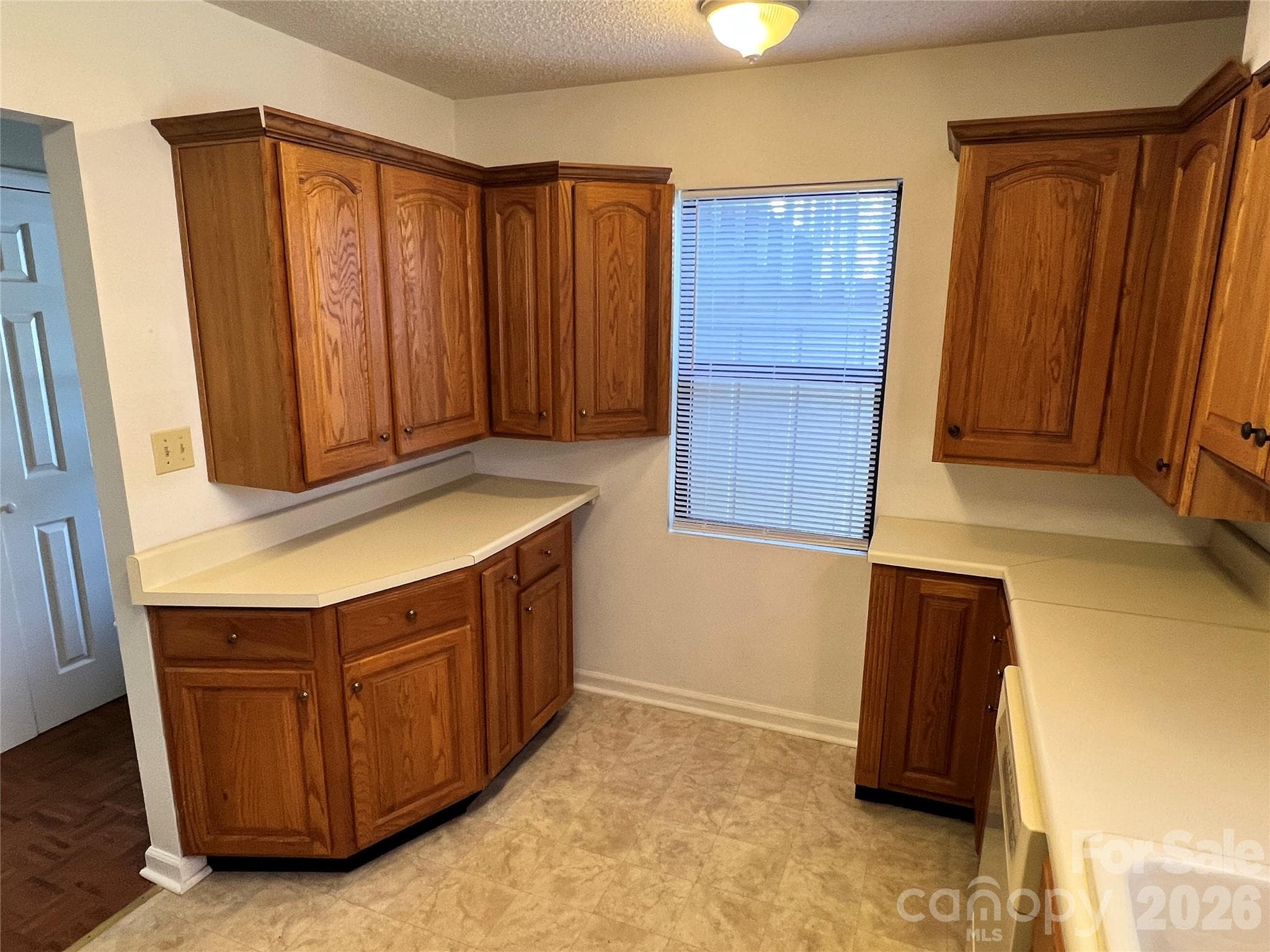 Updated kitchen cabinets and extra space on one side. - Asheville