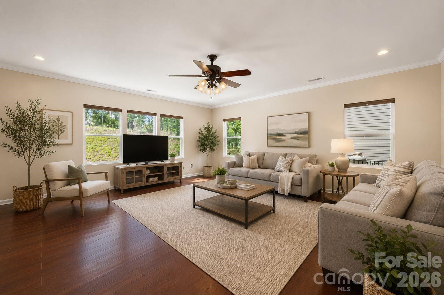 Virtually staged Living Room - 157 Old Harbor Drive, Mount Gilead