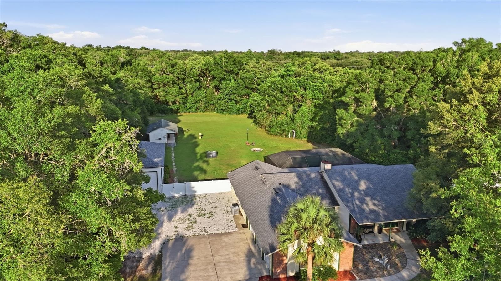 Aerial View of Main Home, Backyard & Detached Structures - 3501 HILL STREAM AVE, APOPKA