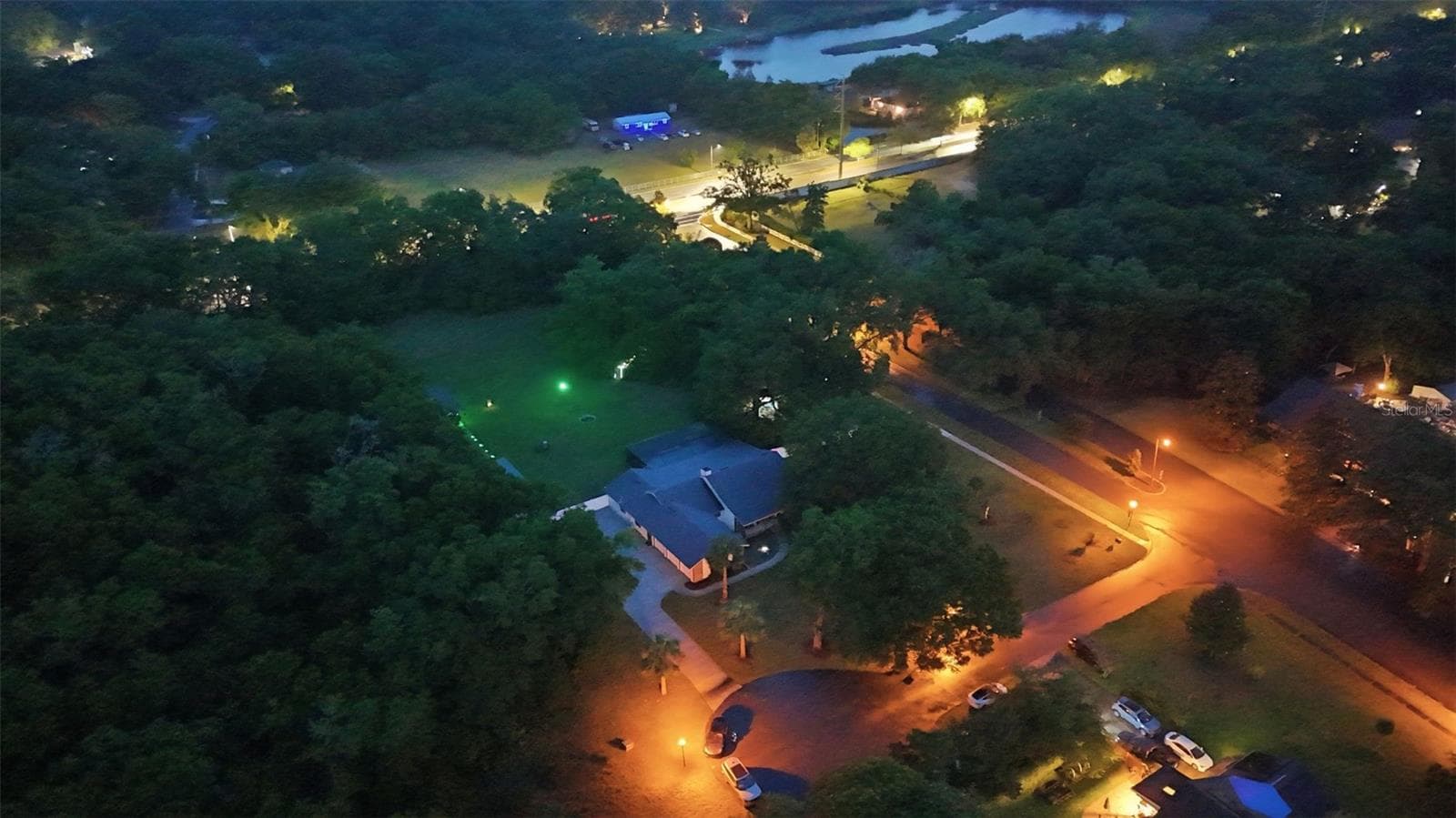 Twilight Aerial View of Private Estate & Circular Driveway - 3501 HILL STREAM AVE, APOPKA