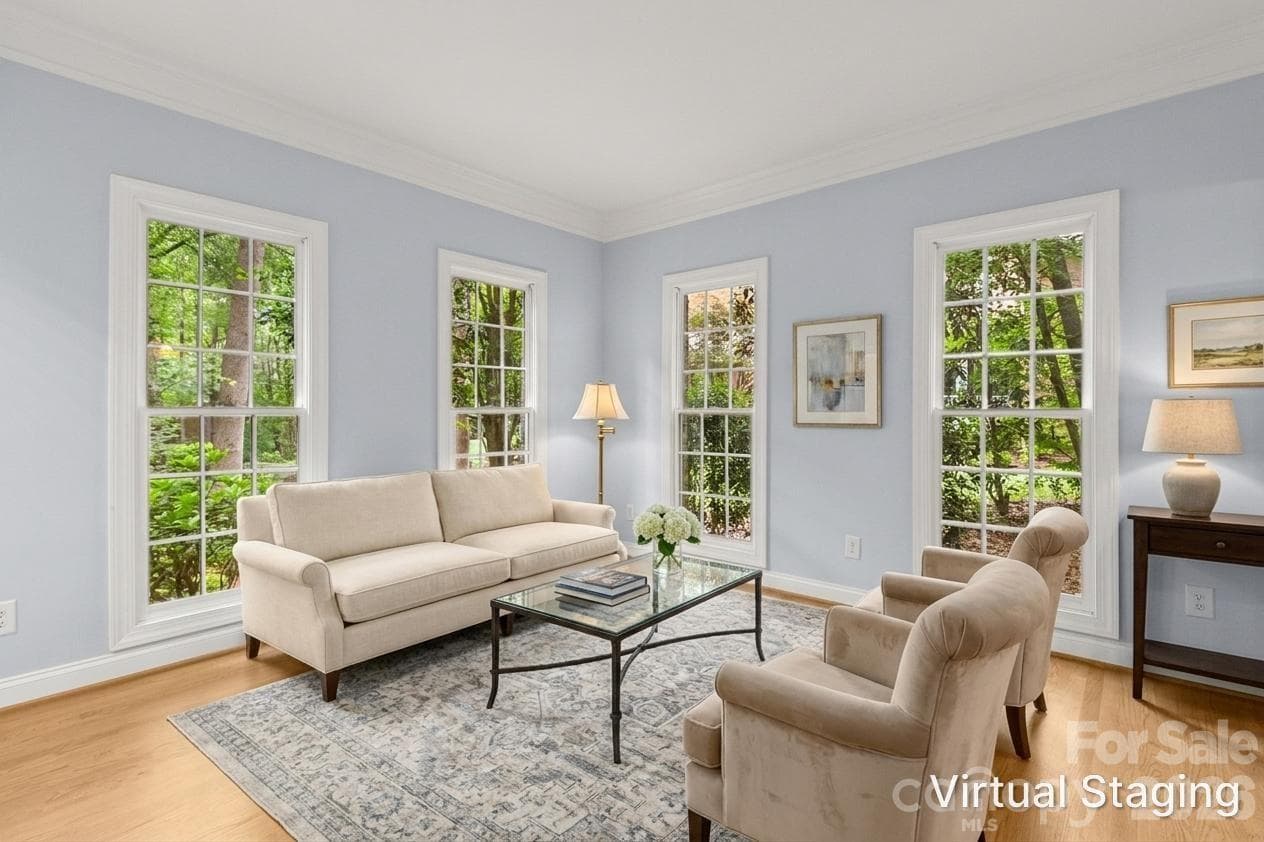 Living room virtually staged. - 4415 Everclear Court, Charlotte