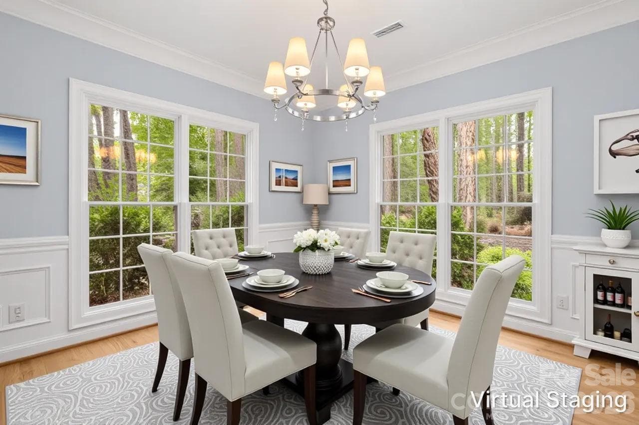 Dining room virtually staged. - 4415 Everclear Court, Charlotte