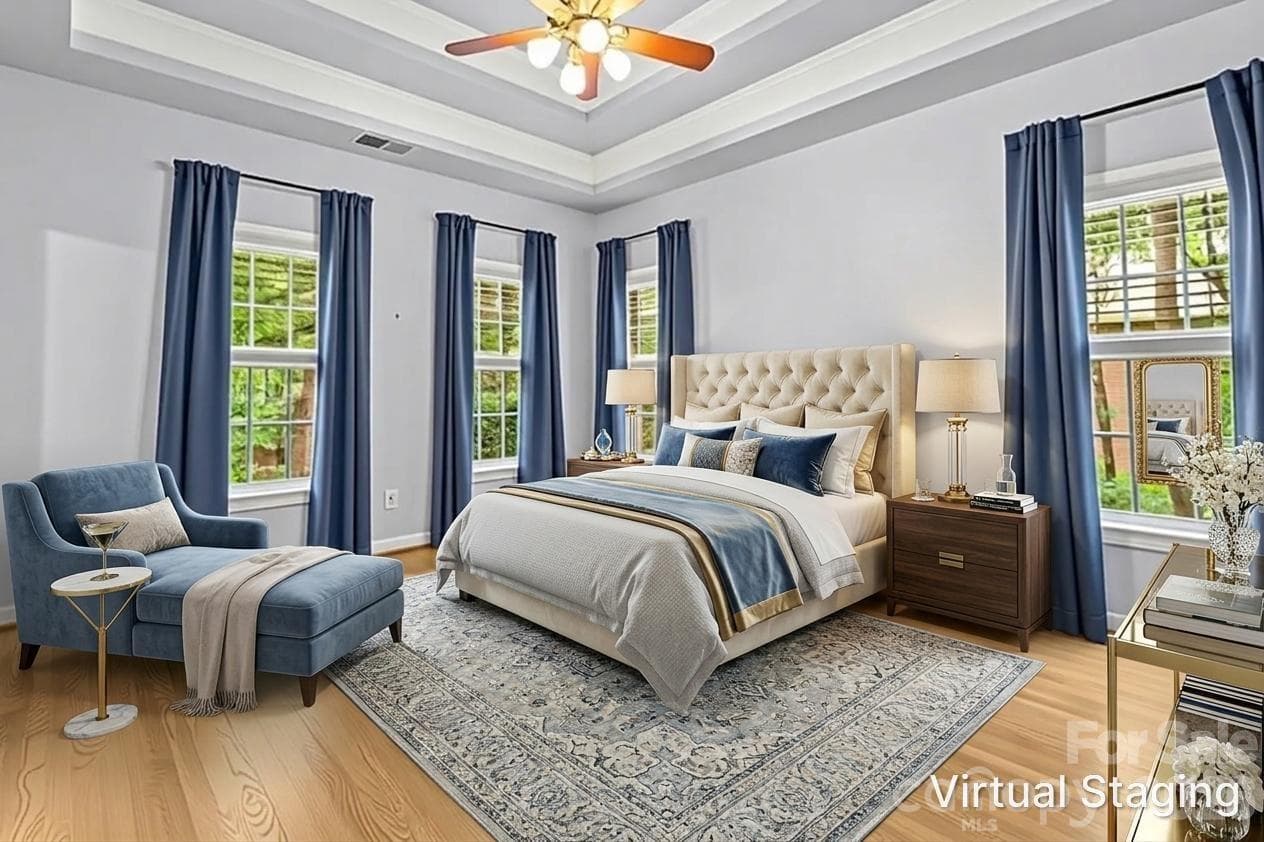 Primary bedroom virtually staged. - 4415 Everclear Court, Charlotte