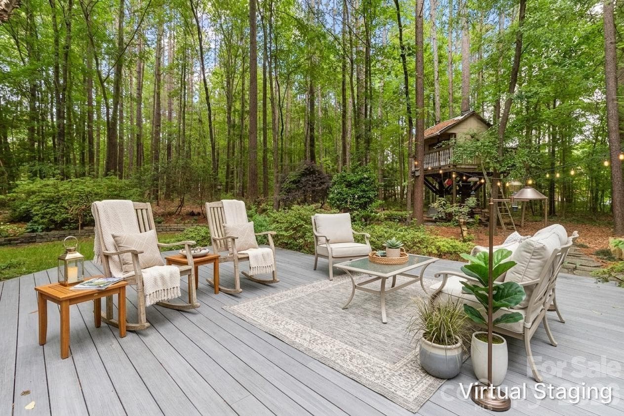 Part of deck virtually staged. - 4415 Everclear Court, Charlotte