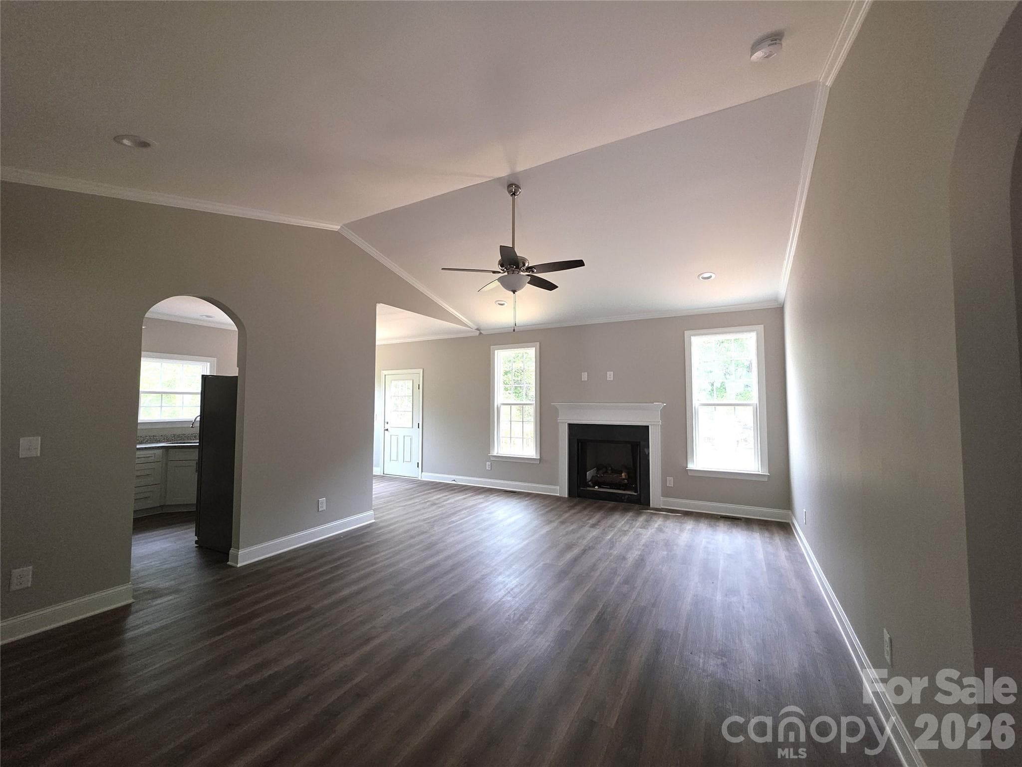Living Room with Vaulted Ceiling - 125 Kiser Street, Bessemer City