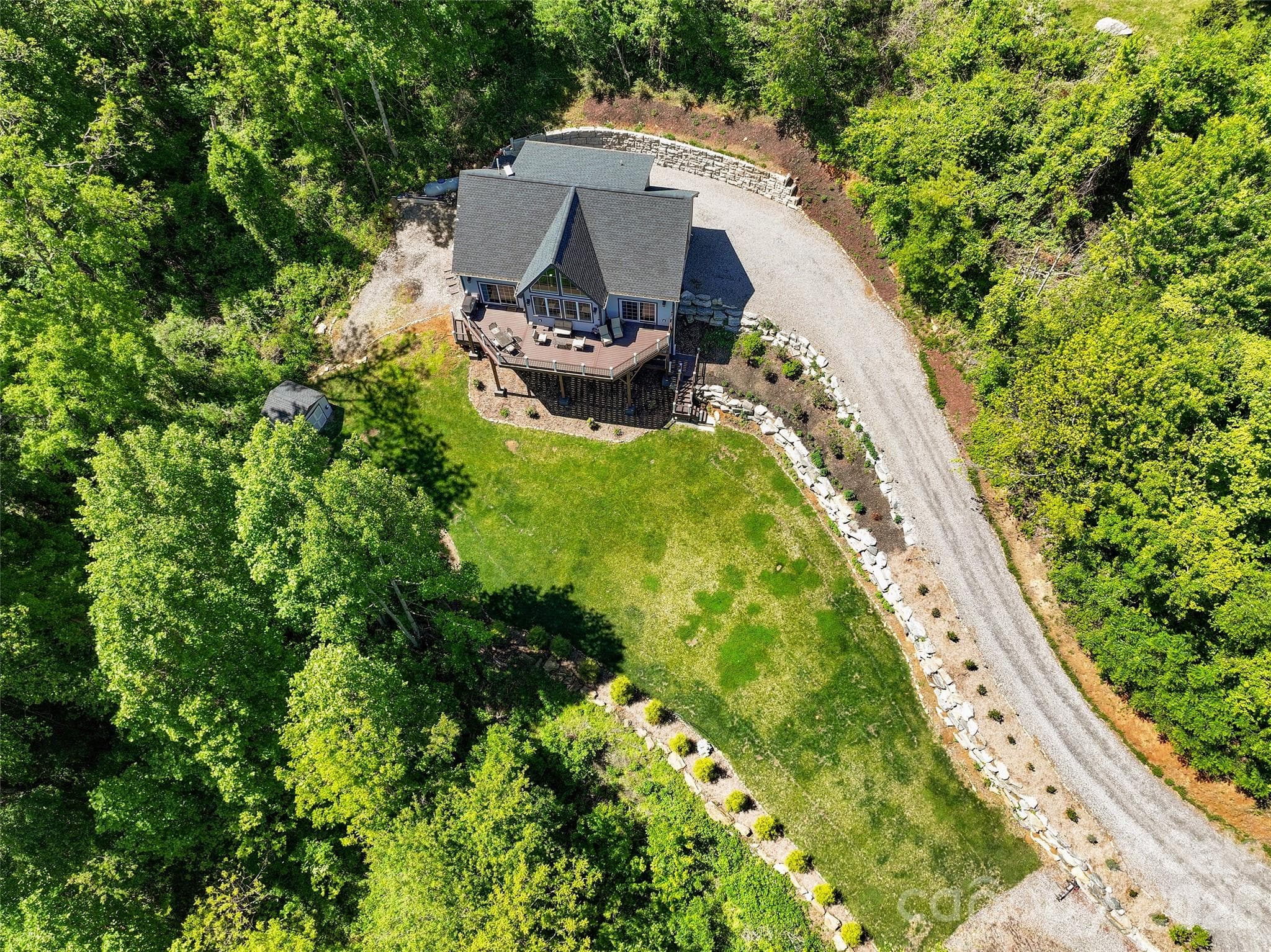 Drone Aerial showing beautiful landscaping - Waynesville