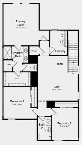 Second Floor Plan - Additional Highlights Added: Primary Bath Fiberglass Shower Pan w/ Tile Surround, Window(s) at Primary Bath - 17114 Walker Wylie Drive, Charlotte