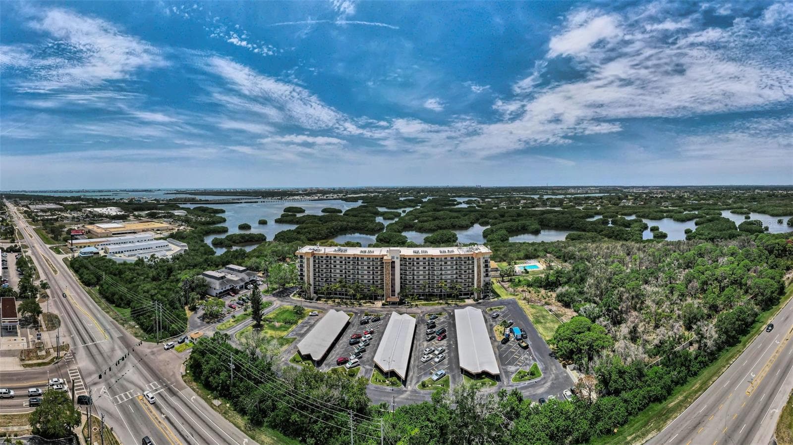 Fabulous view of the positioning of Otter Key and Cross Bayou in the background and out to open waters! - 5400 PARK ST N #303, ST PETERSBURG