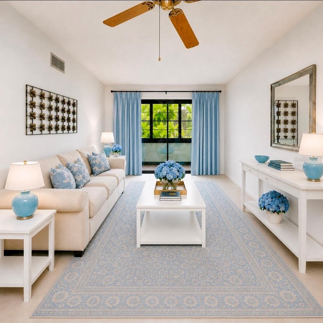 Living room and Lanai (Partially virtually staged) - 2415 NE 7TH ST #8, OCALA