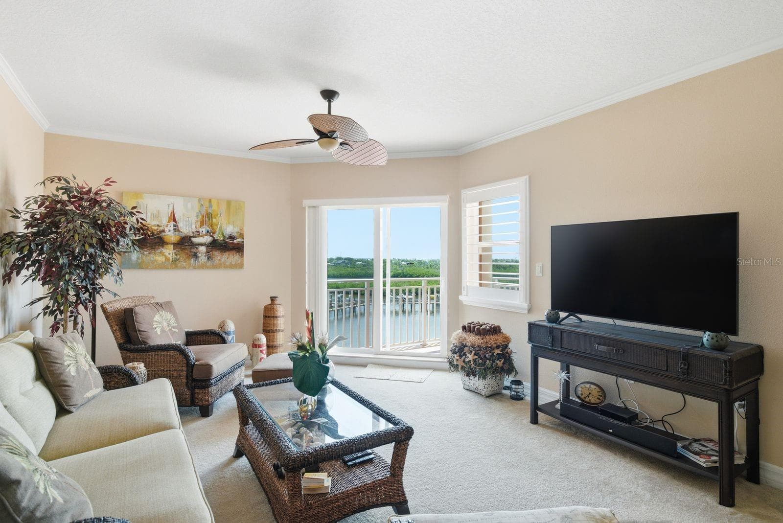 Living Room with Water View - 4516 SEAGULL DR #502, NEW PORT RICHEY