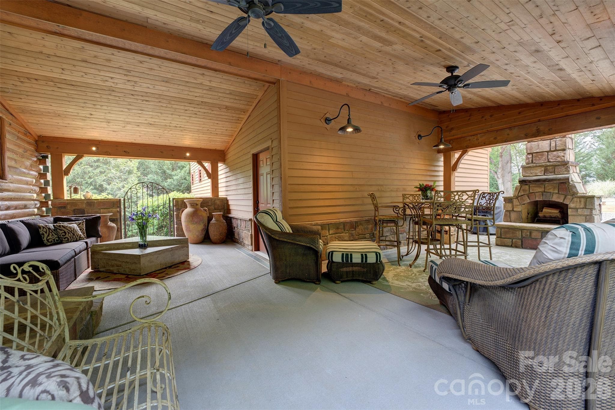 Covered porch connects garage to house - Davidson