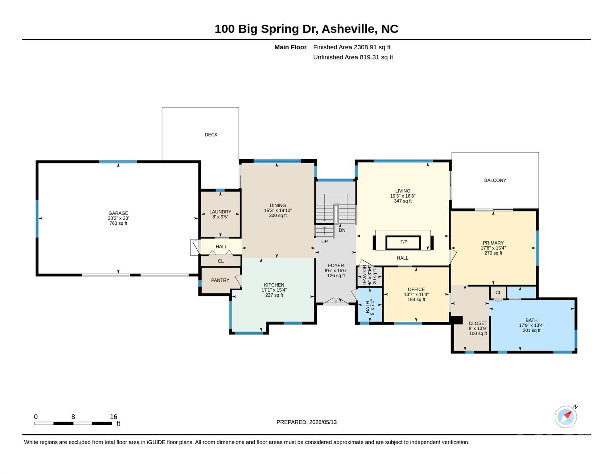 Main level floor plan. - 100 Big Spring Drive, Asheville