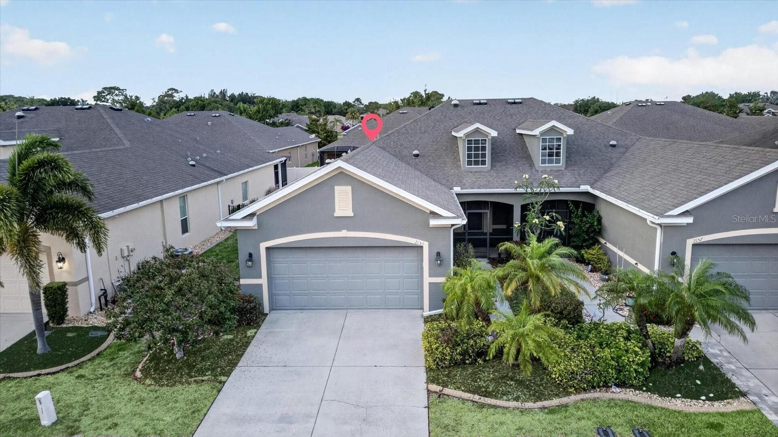 Aerial view highlighting the villa's location within the Gulfwinds community. - 2153 BARRACUDA CT, HOLIDAY