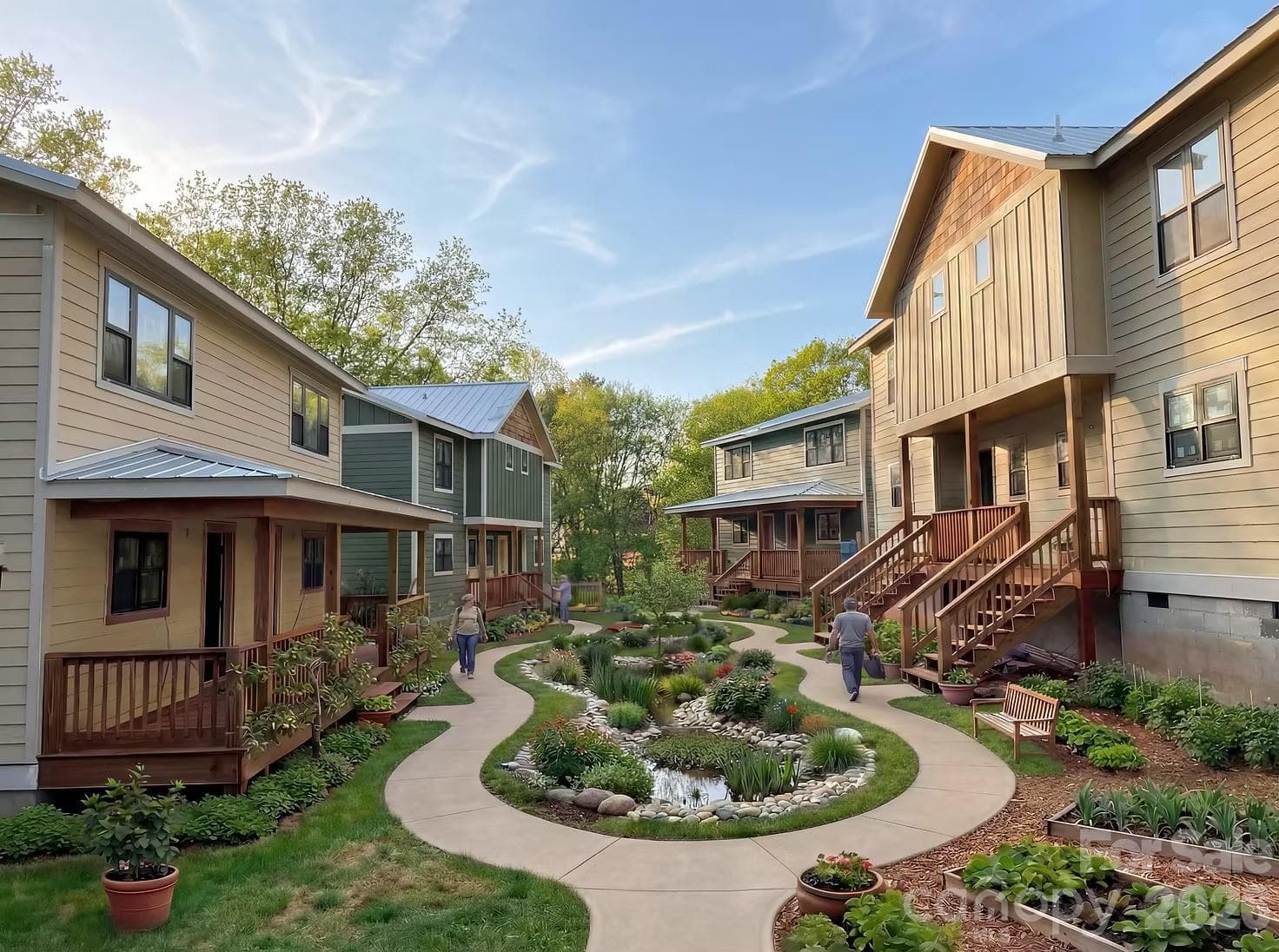 Rendering of neighborhood once plants grow in - Asheville