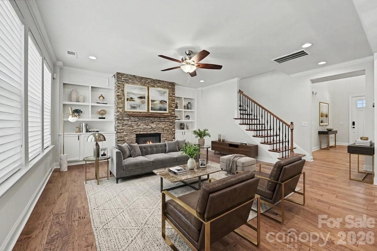 Virtually staged family room - Charlotte