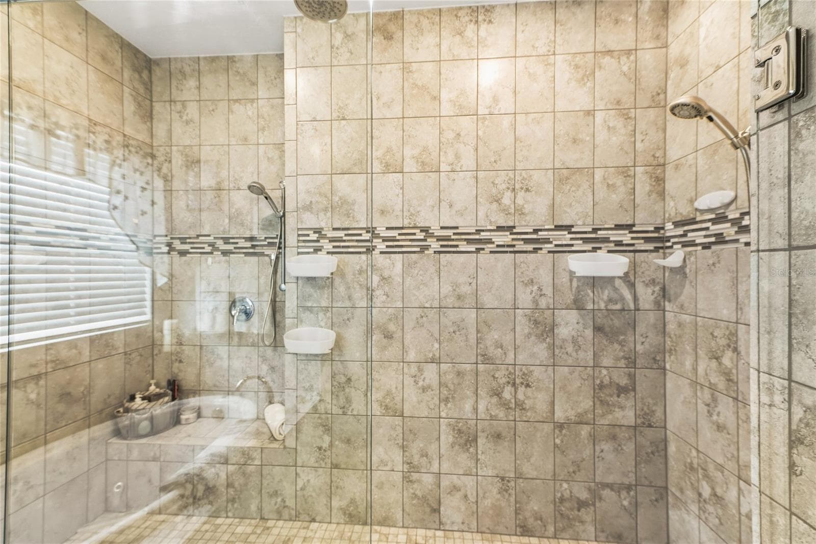 One side of the Shower has a Built in Bench - 31 OLIVINE CT, ST AUGUSTINE