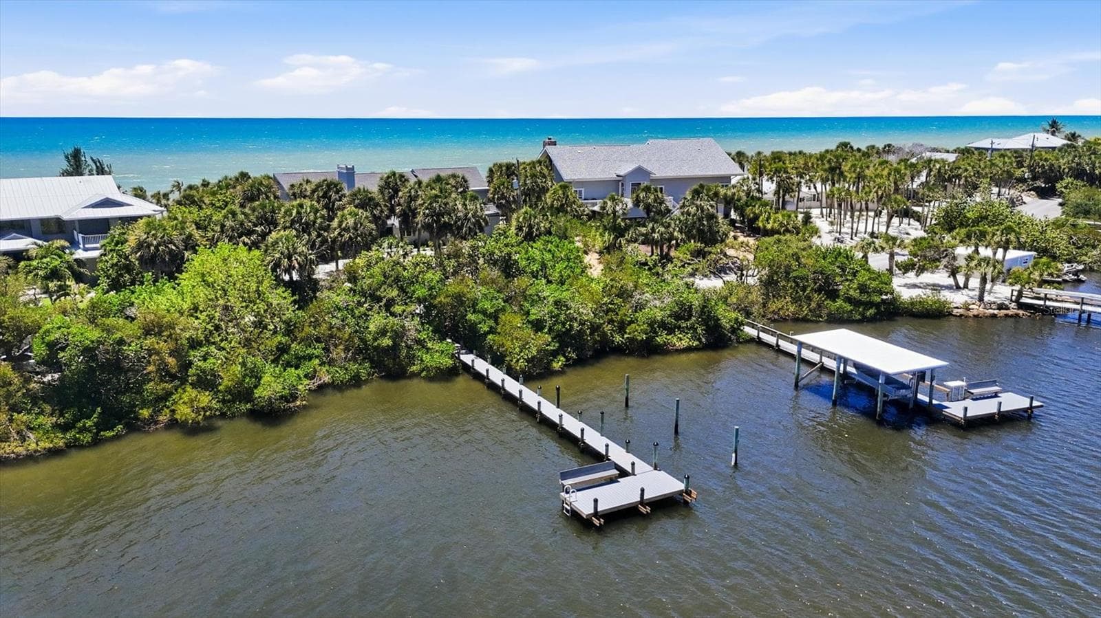 Newer dock on Bayside - 750 N MANASOTA KEY RD, ENGLEWOOD