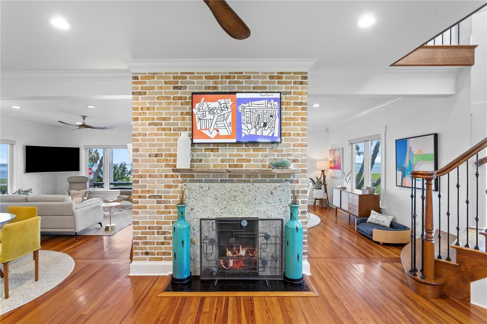 Double sided brick fireplace with tabby stucco. - 1803 BEACH DR SE, ST PETERSBURG