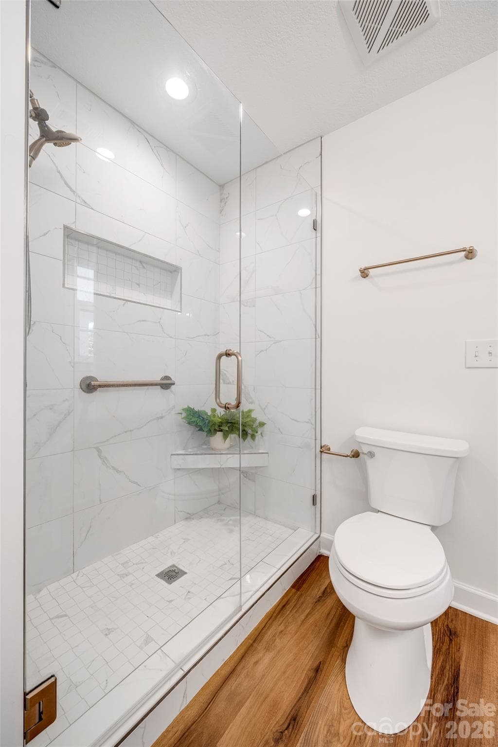 Tile shower with glass enclosure - 69 Milburn Lane, Hendersonville