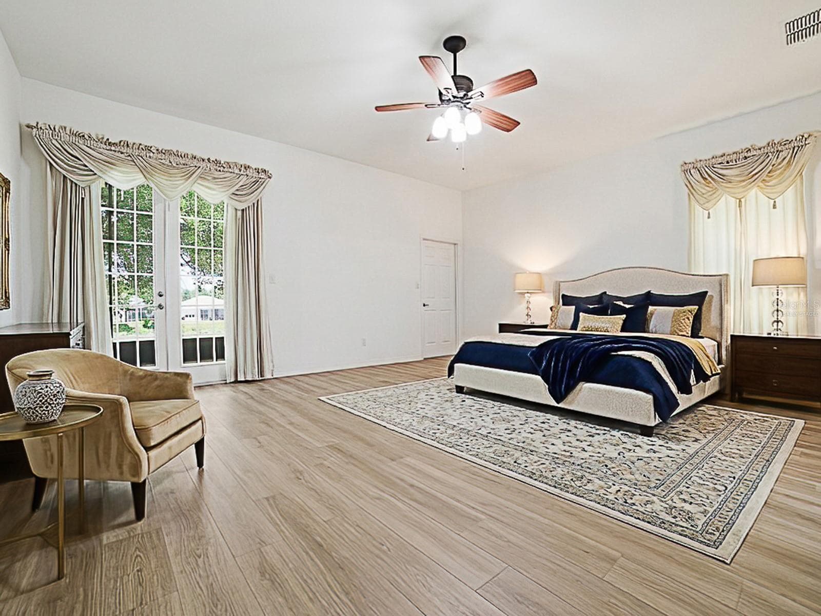 Virtually Staged. Owners Room with French Doors - 5106 CHANTICLEER DR, LEESBURG