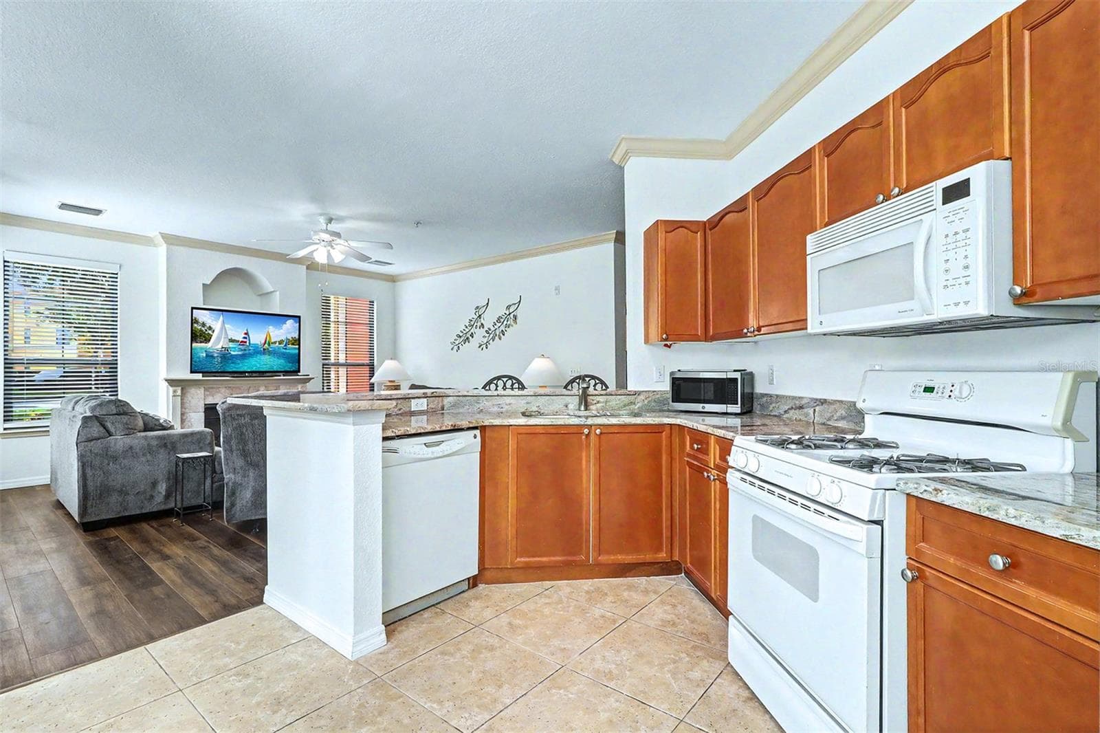 Inside the kitchen looking out into the living room - 2746 VIA TIVOLI #110B, CLEARWATER