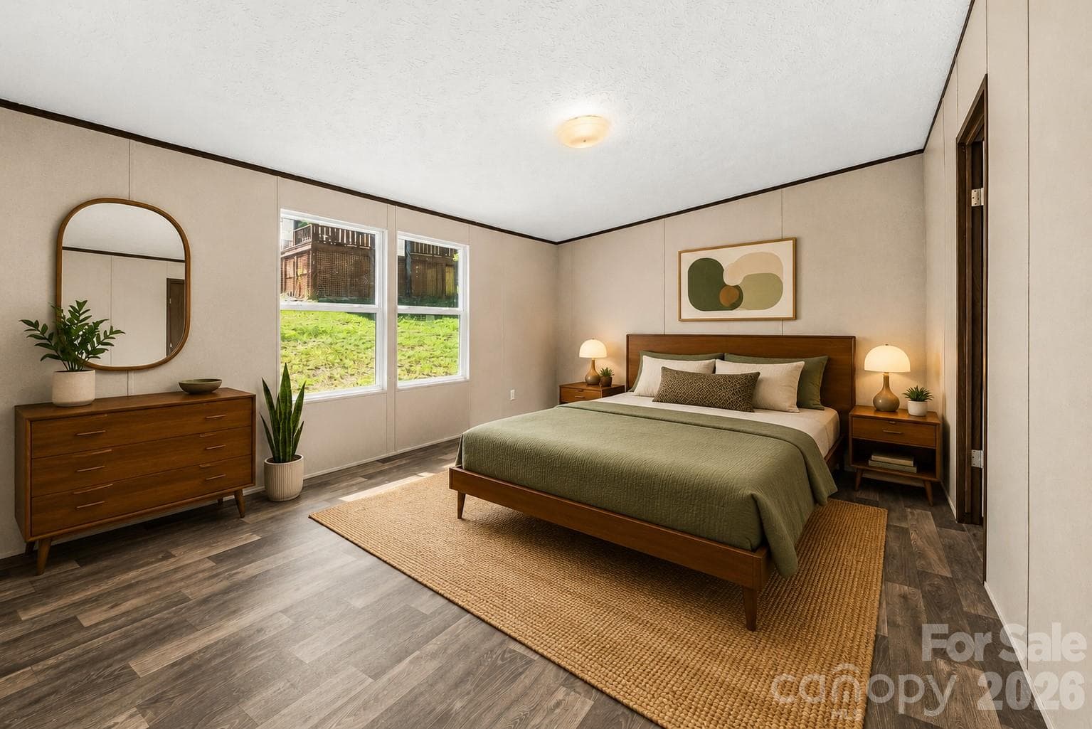 Virtually staged primary bedroom - Hendersonville
