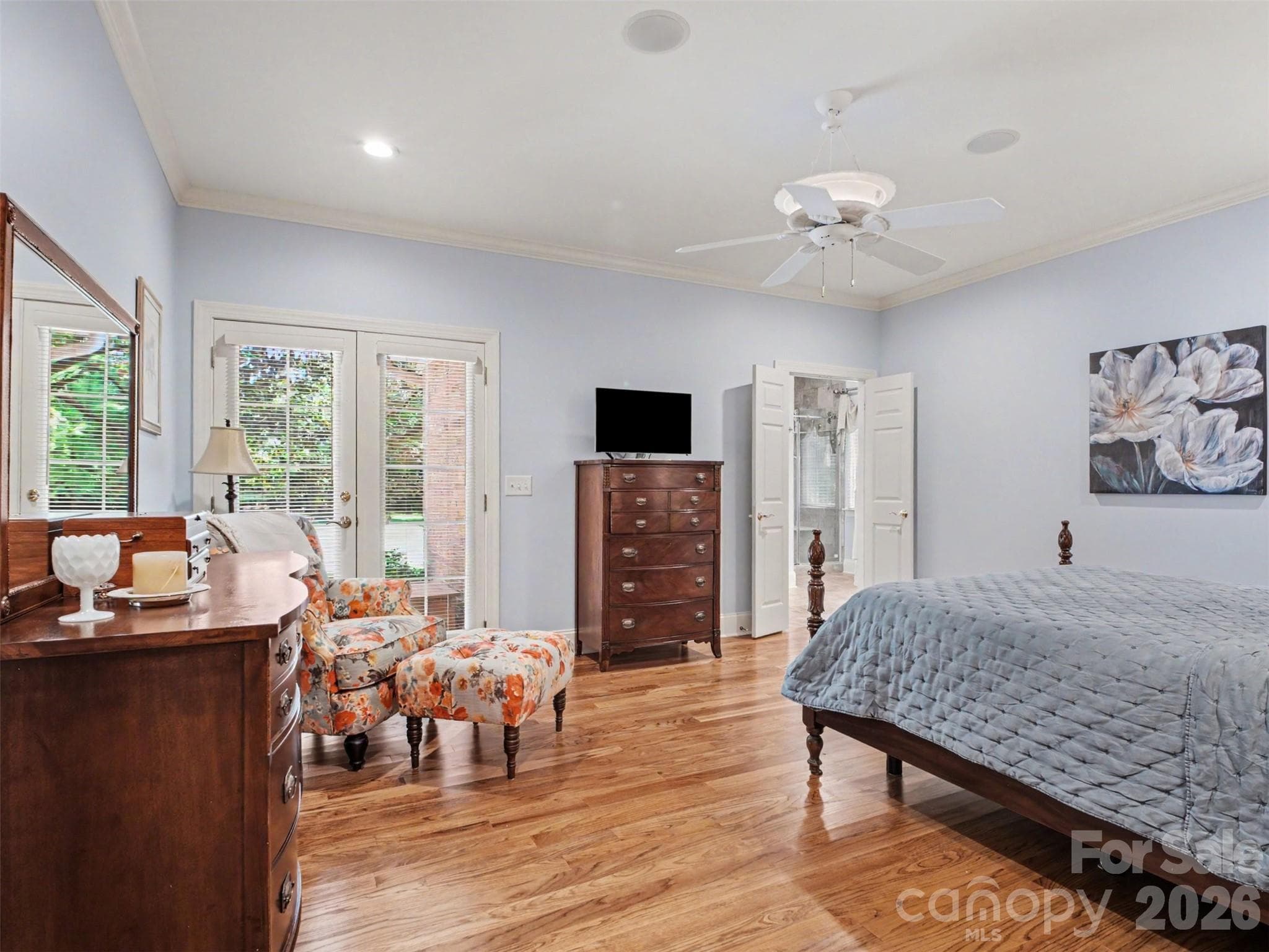 The primary has access to the huge back patio via French doors... - 1422 Stone Gate Drive, Shelby