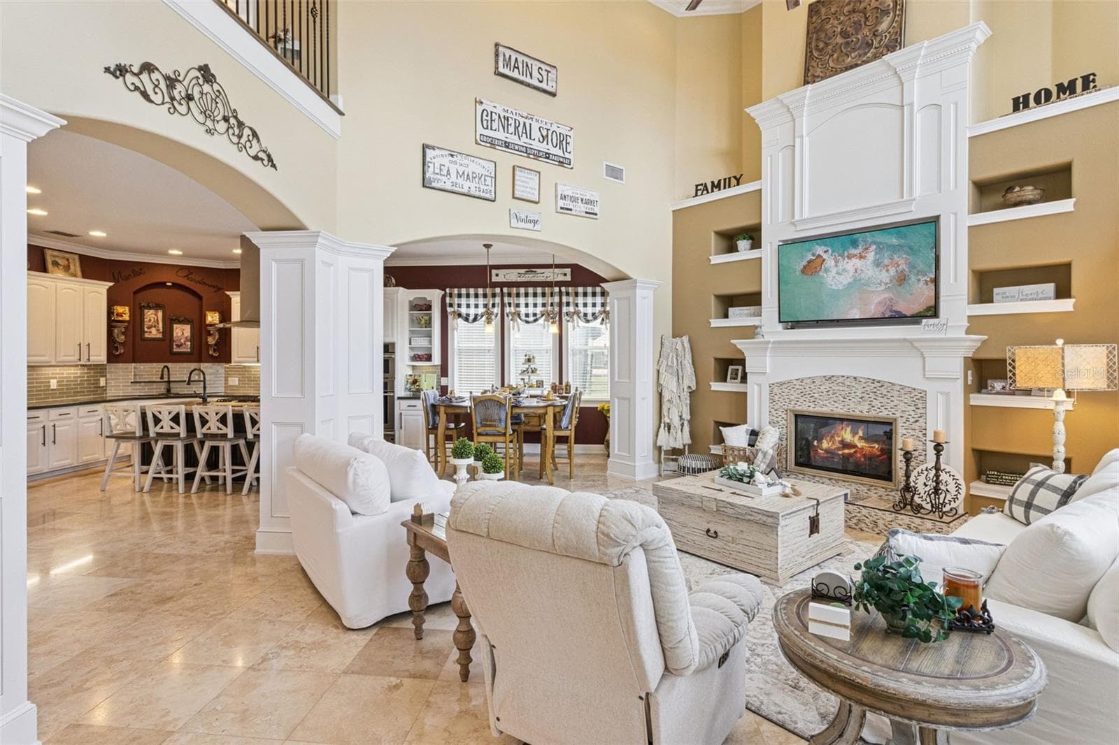 Living room with fireplace #2. - 4524 STONE WALL LN, PLANT CITY