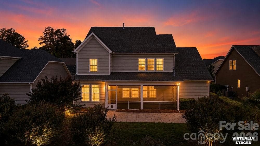 Rear view at sunset - 11926 Grey Partridge Drive, Charlotte