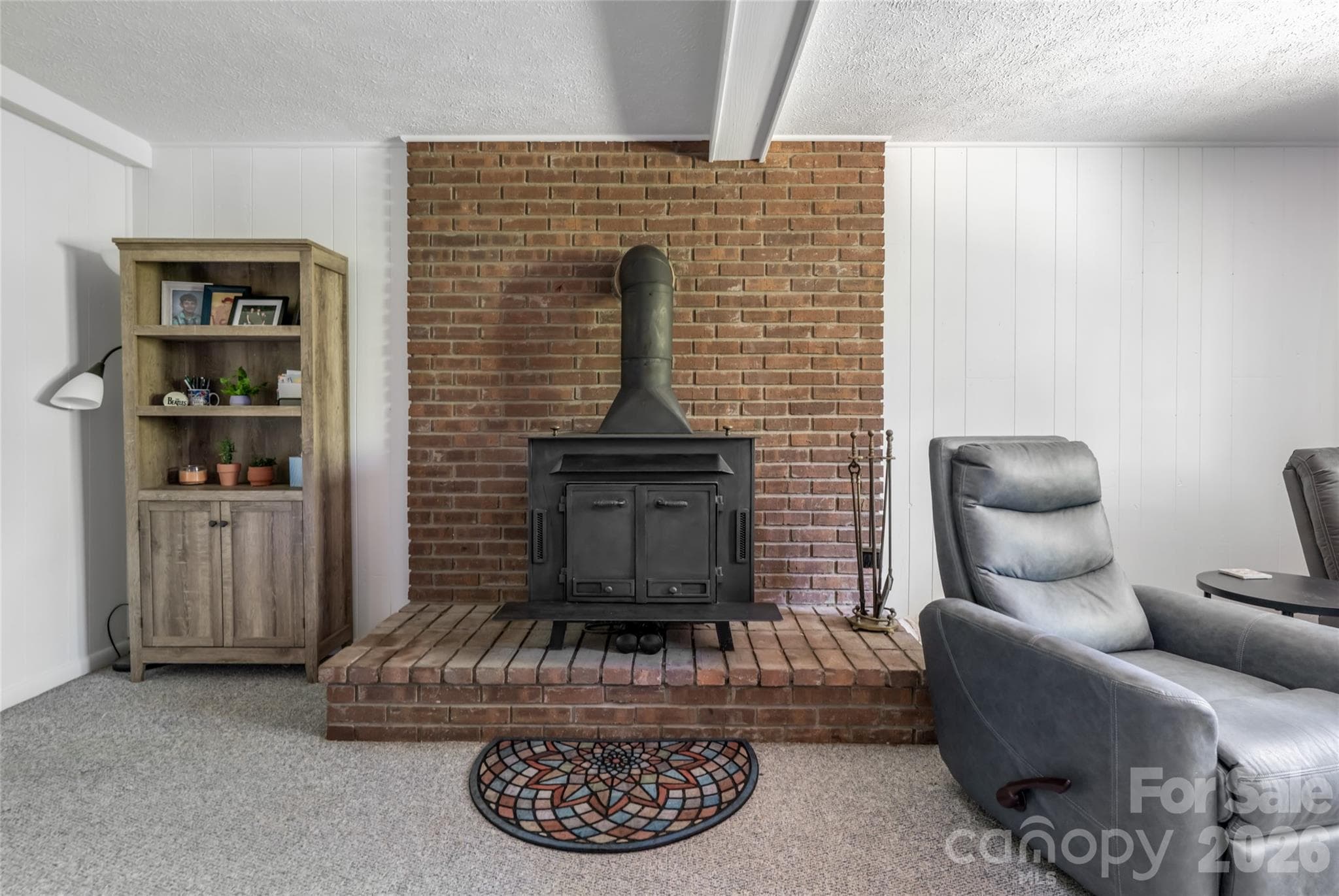 Wood burning stove in lower level - Asheville
