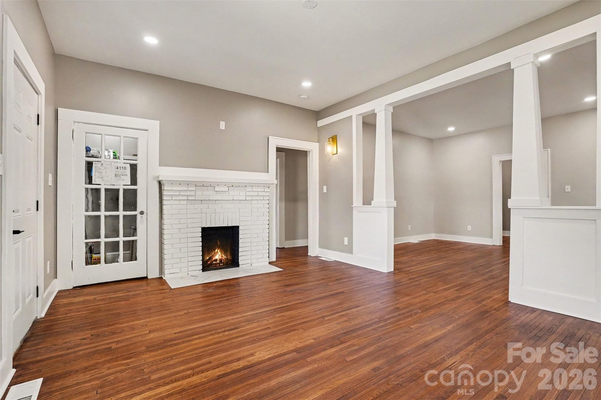 Living Area with Original Refinished Hardwoods - Charlotte