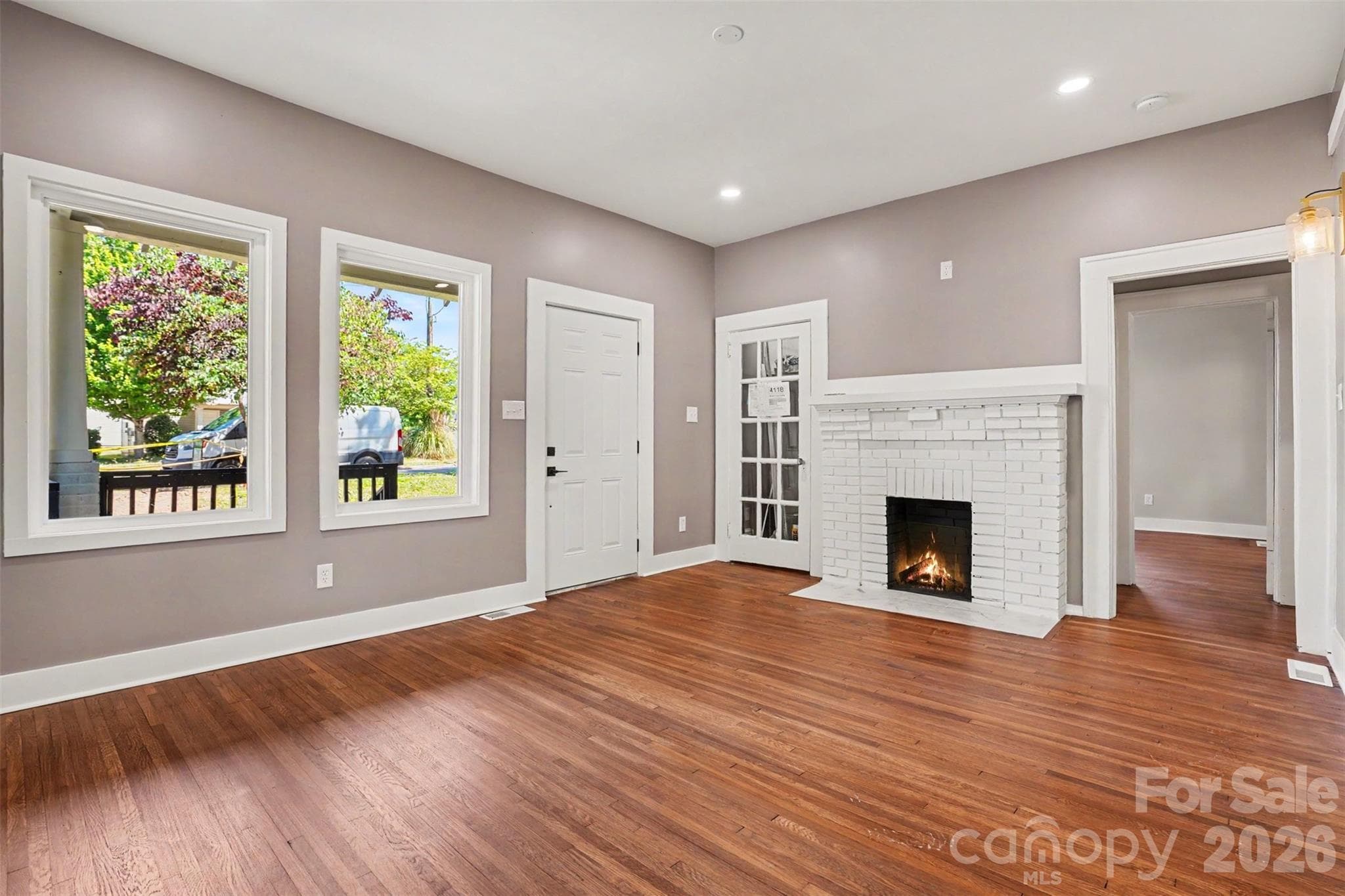 Living Area with Original Refinished Hardwoods - Charlotte