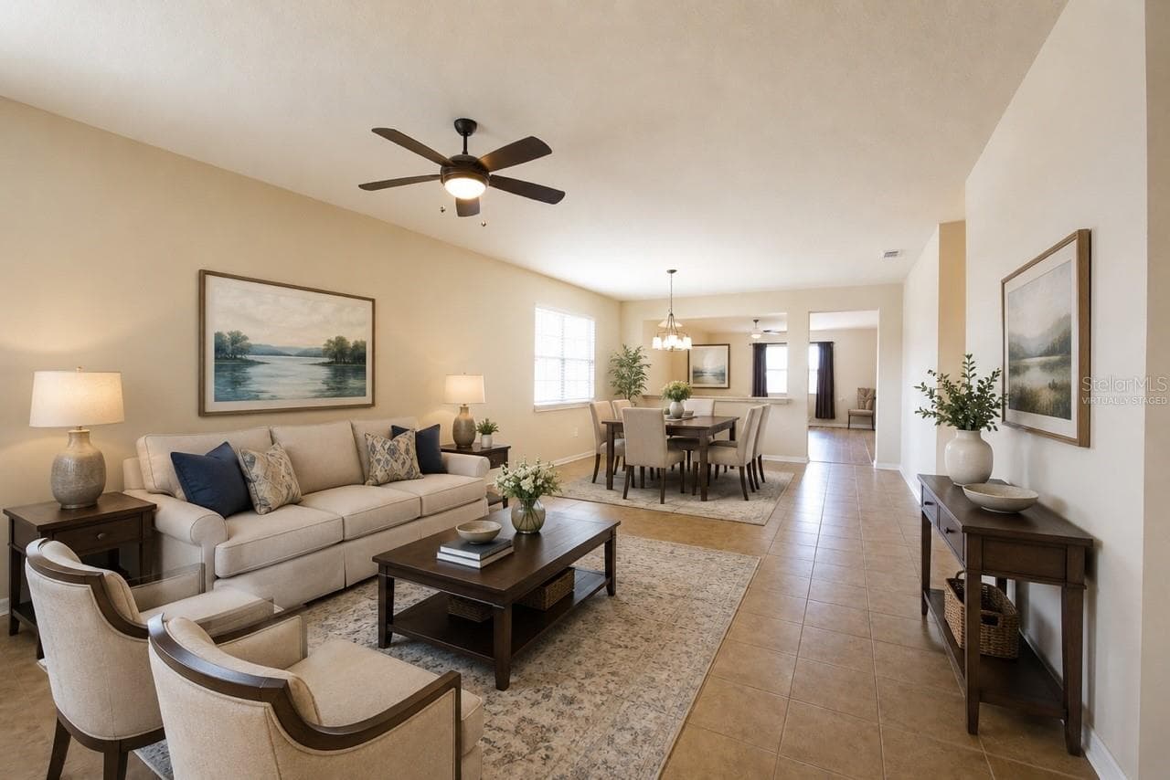 Living Room and Dining Room (Virtually Staged) - 10026 WEATHERS LOOP, CLERMONT