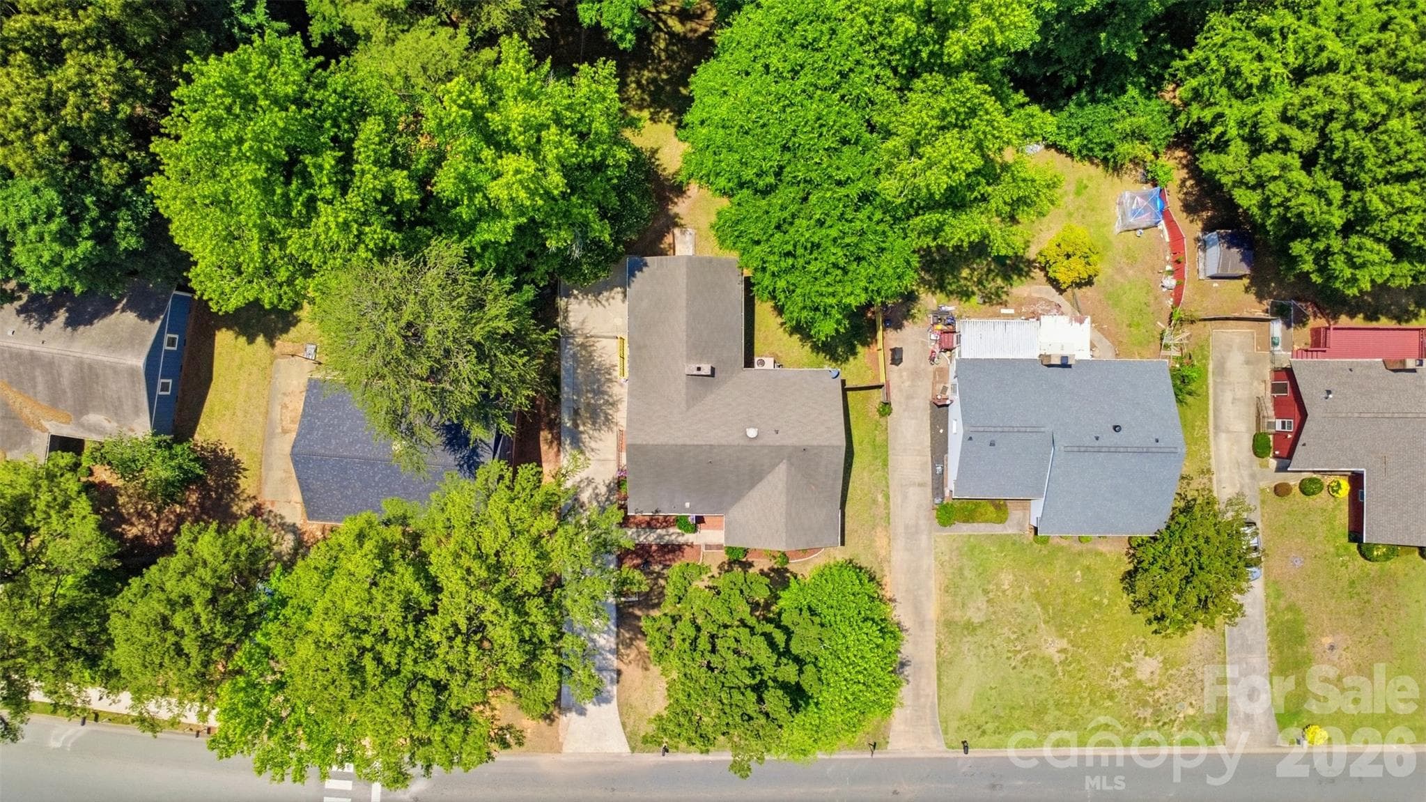 Overhead view, featuring mature shade canopy - 9624 Central Drive, Mint Hill