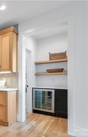 Pantry & coffee station with wine/beverage fridge located immediately off kitchen. - Asheville