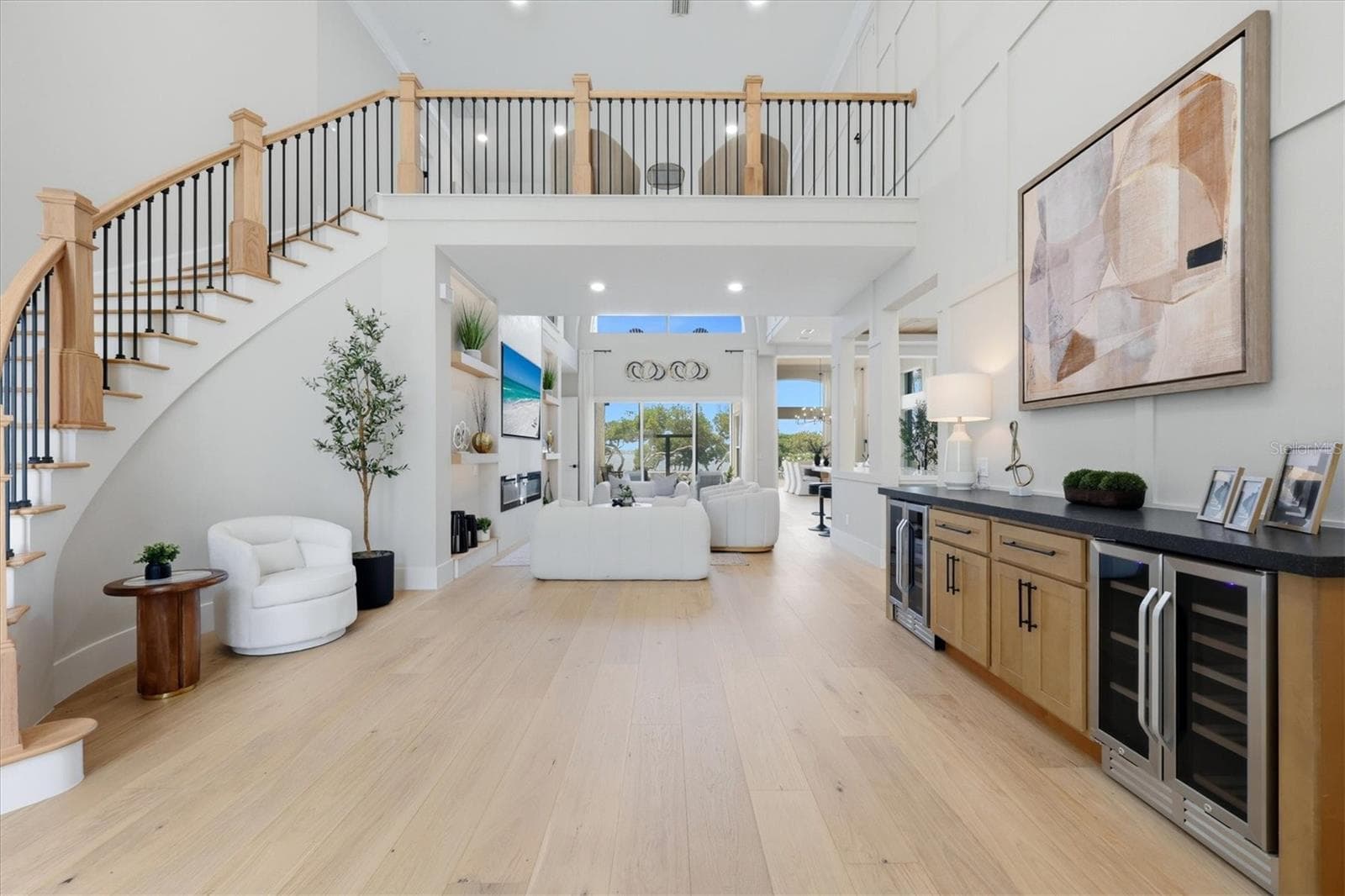Foyer, Staircase and Built-in Double Wine Refrigerators - 3606 FAIR OAKS PL, LONGBOAT KEY