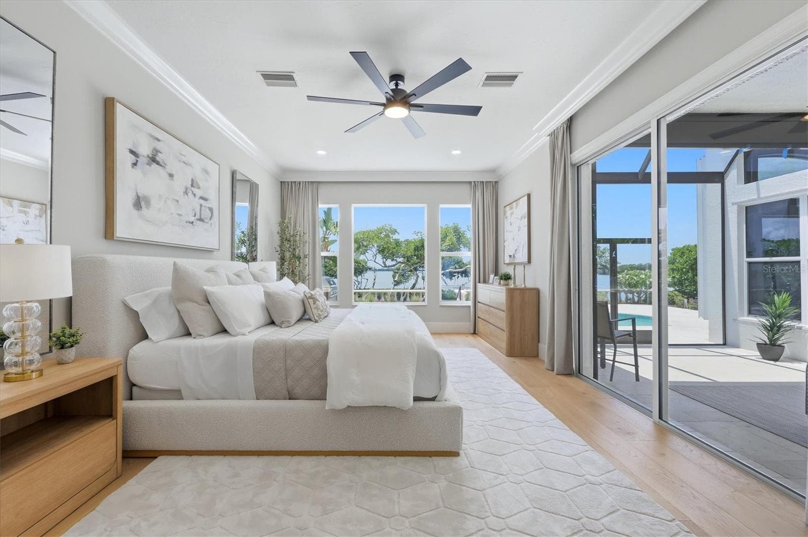 Primary Suite has Sliding Glass Doors and Bay Views - 3606 FAIR OAKS PL, LONGBOAT KEY