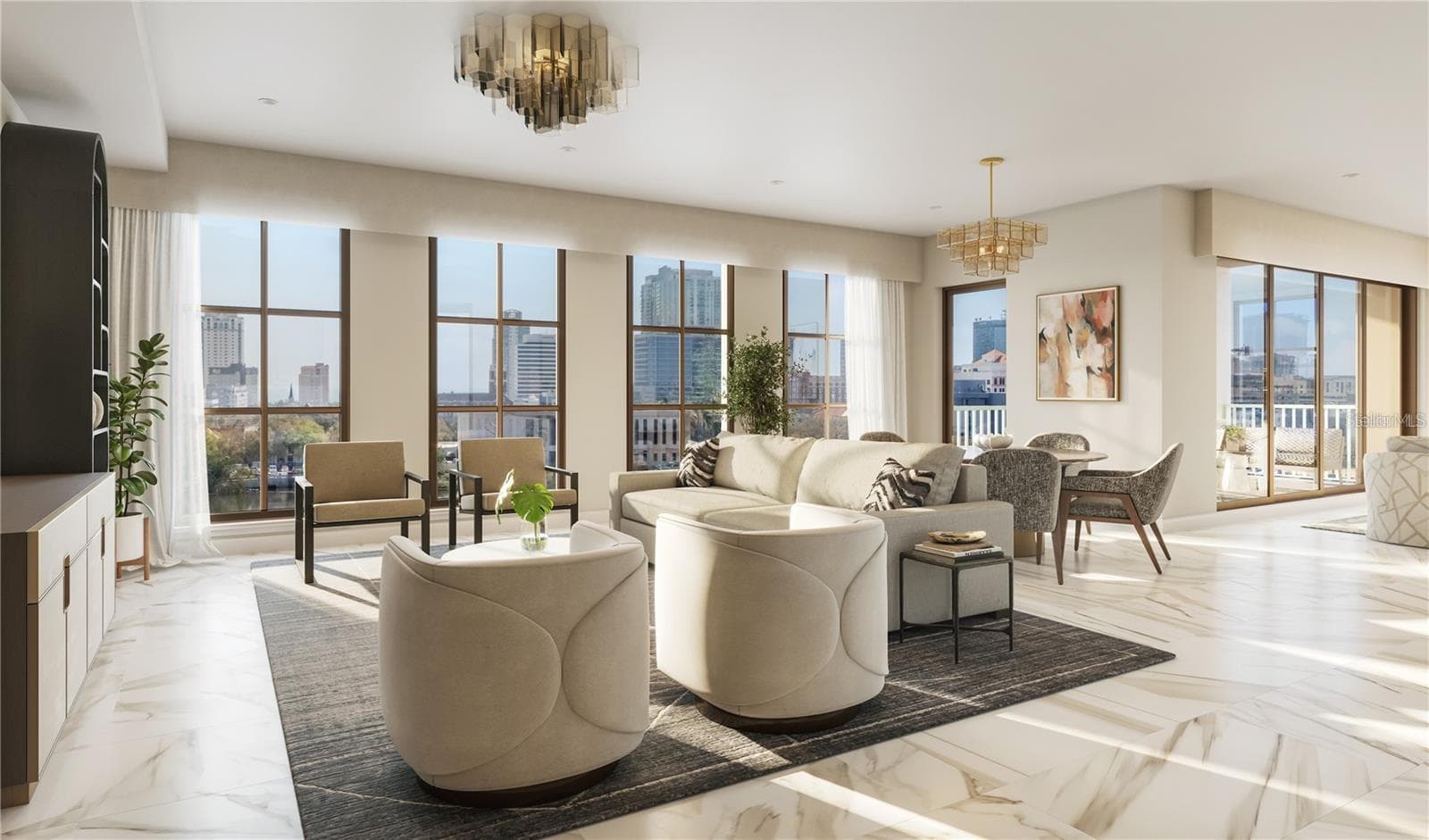 The great room is perfect for entertaining or enjoying peaceful views of the city skyline - 749 BURLINGTON AVE #600, ST PETERSBURG