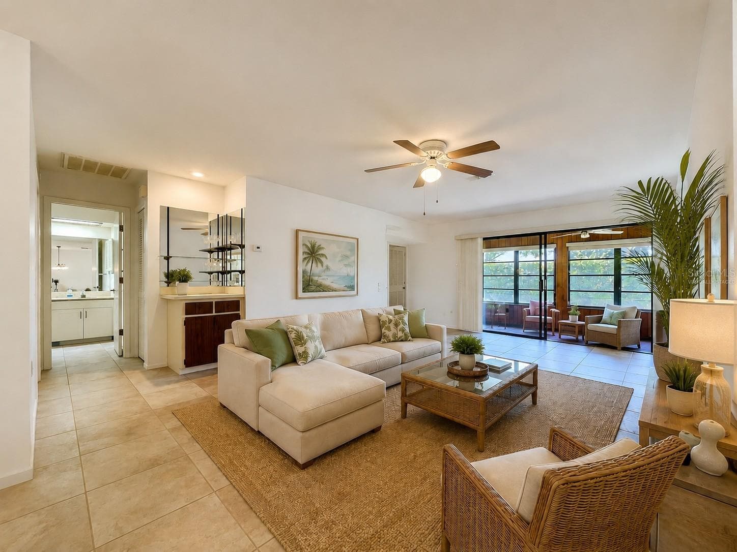 Virtually Staged Living Room - 9319 TROWBRIDGE CT, NEW PORT RICHEY