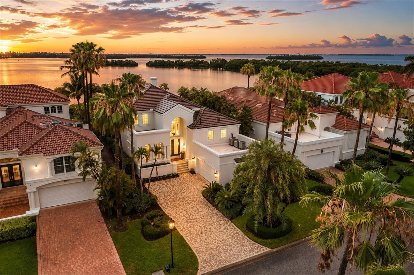 Front Aerial View at Sunset - 3606 FAIR OAKS PL, LONGBOAT KEY
