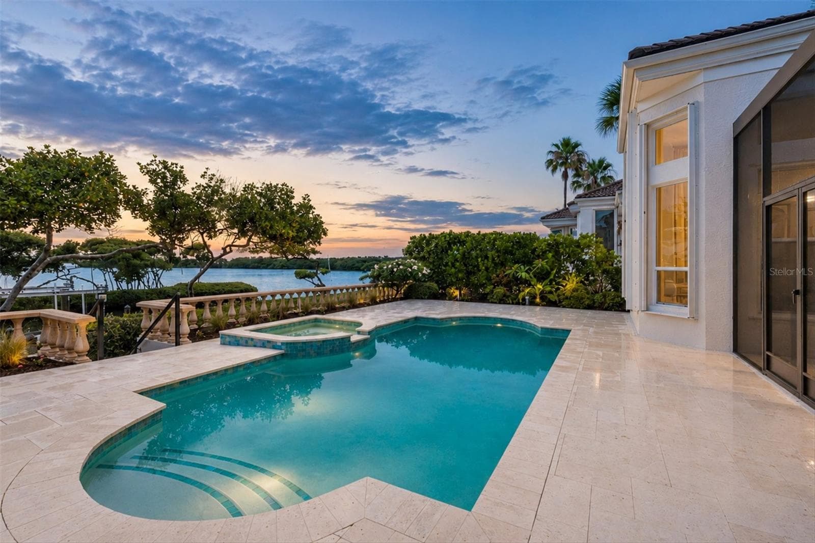 Pool with View of The Water at Sunset - 3606 FAIR OAKS PL, LONGBOAT KEY