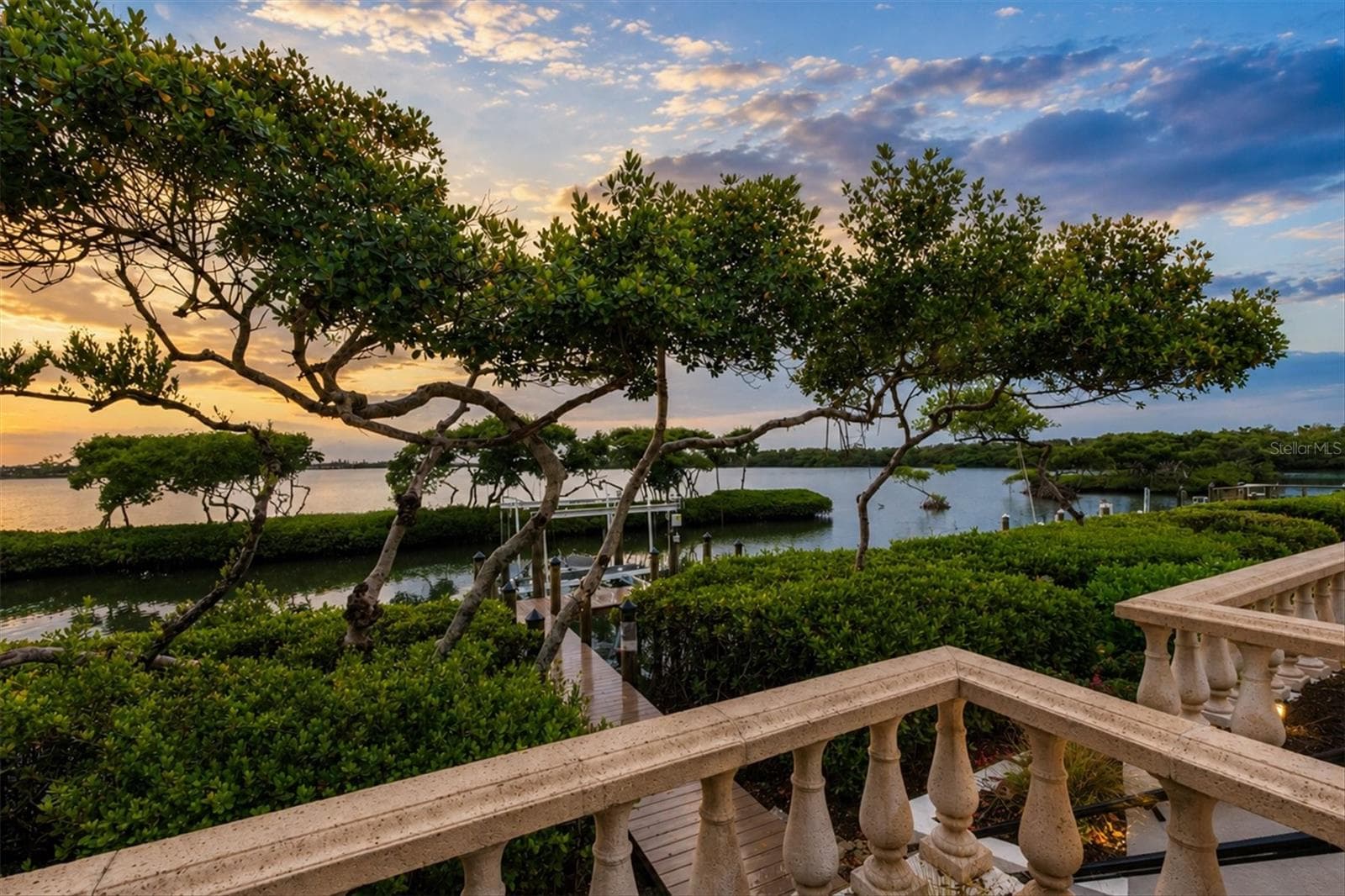 Water View from Pool Deck at Sunset - 3606 FAIR OAKS PL, LONGBOAT KEY