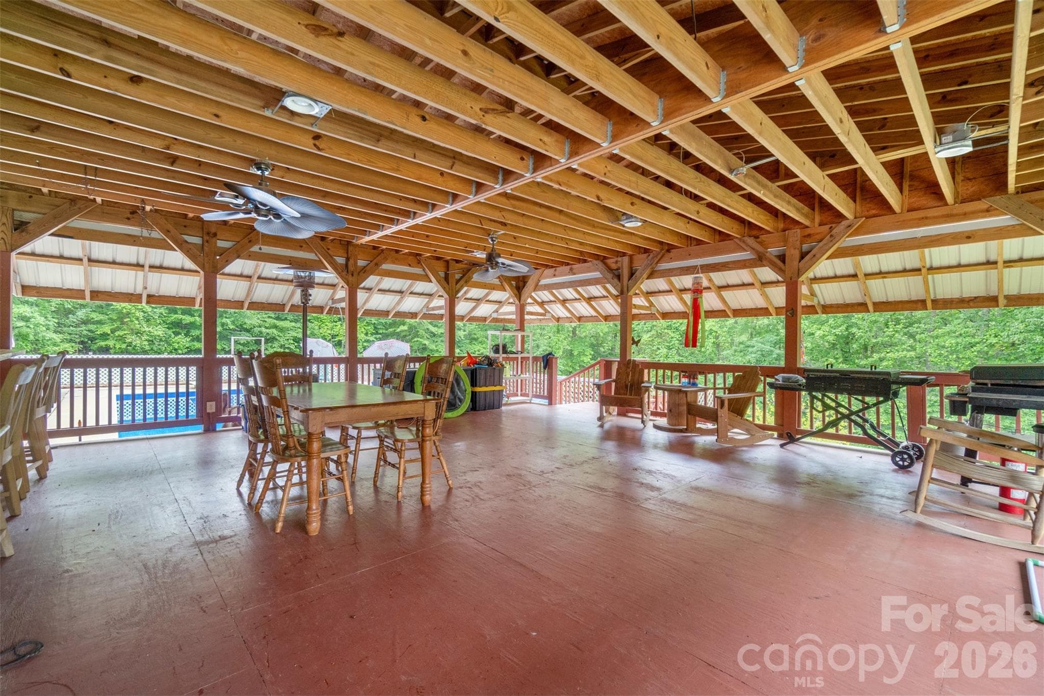 Covered back porch - 229 Oakridge Road, Stanley